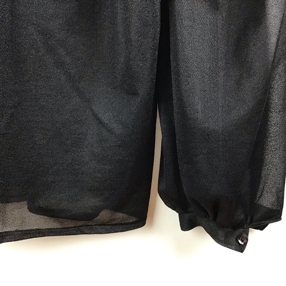 Blouse,LS Blk.,Sheer Polyester. - Picture 4 of 6